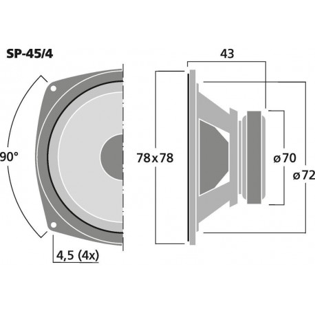 Difuzor bass-medii Monacor SP-45/4