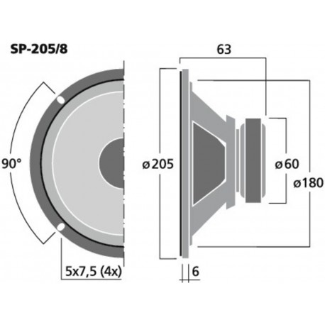 Difuzor universal full range Monacor SP-205/8