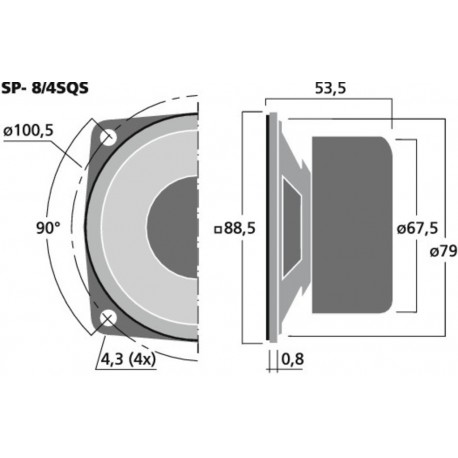 Difuzor universal Monacor SP-8/4SQS