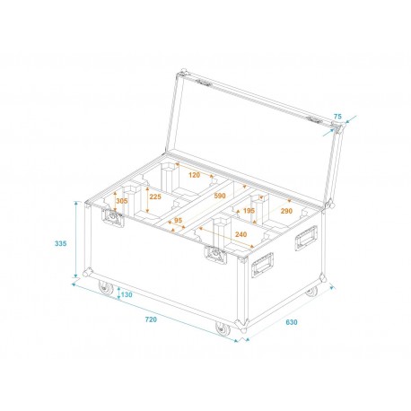 Flightcase 4x TMH FE-600 with wheels Roadinger 31005087