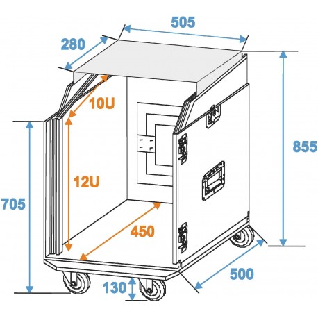 Flightcase Roadinger Special Combo Case LS5 Laptop Desk, 12U