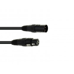 Cablu DMX 1 m, XLR mama la tata, 3 pini, EUROLITE DMX cable XLR 3pin 1m bk 
