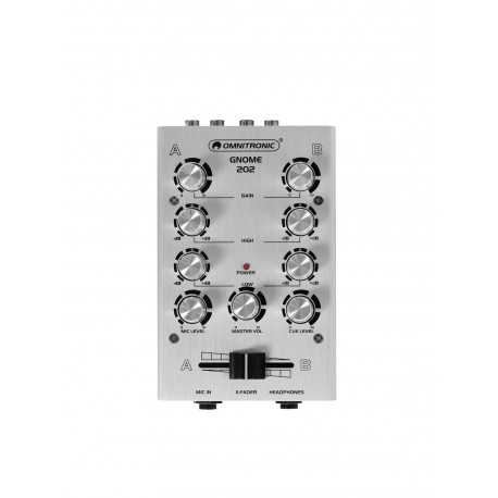 Mini-mixer DJ cu 2 canale, argintiu, Omnitronic GNOME-202 Silver