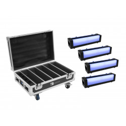 Set 4 bare AKKU Bar-6 Glow QCL + flightcase cu incarcare, Eurolite 20000547 