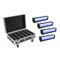 Set 4 bare AKKU Bar-6 Glow QCL + flightcase cu incarcare, Eurolite 20000547 