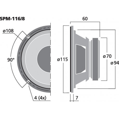 Difuzor HiFi bass-medii Monacor SPM-116/8