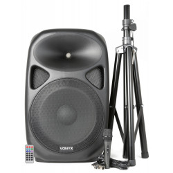 Boxa activa Vonyx SPS152 15" 250W RMS USB/MP3/BT/Radio+ stativ + microfon cu fir