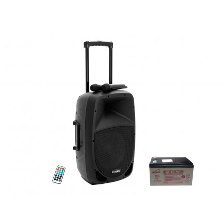 Sistem wireless portabil PA 15¨ + baterie, Omnitronic Set MES-15BT2 + battery