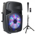 Set boxa activa cu BT/USB/SD/FM + stand + microfon Ibiza PARTY-15PACK