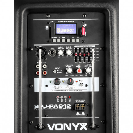 Boxa activa portabila 12" 2 UHF (200W RMS) + Bluetooth Vonyx  SPJ-PA912