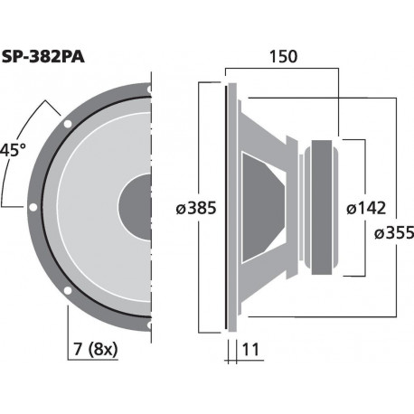 Difuzor universal bass Monacor SP-382PA