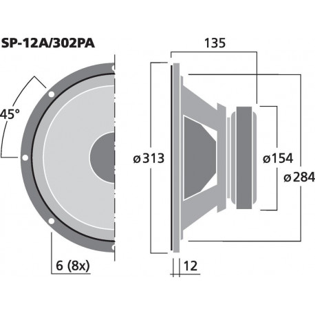 Difuzor bass-medii Monacor SP-12A/302PA