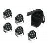Set 5 proiectoare de podea cu LED + geanta transport, Eurolite Set 5x LED SLS-7 HCL Spot + Soft Bag