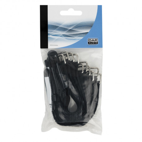 Curele de sustinere cabluri,Set Snap Fastener, 36 x 2.5 cm cm, 10 pieces Black, DAP-Audio D-9577B