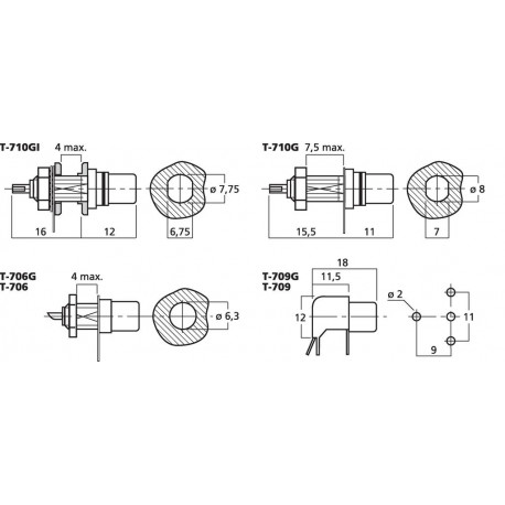 RCA chassis Jacks Monacor T-706